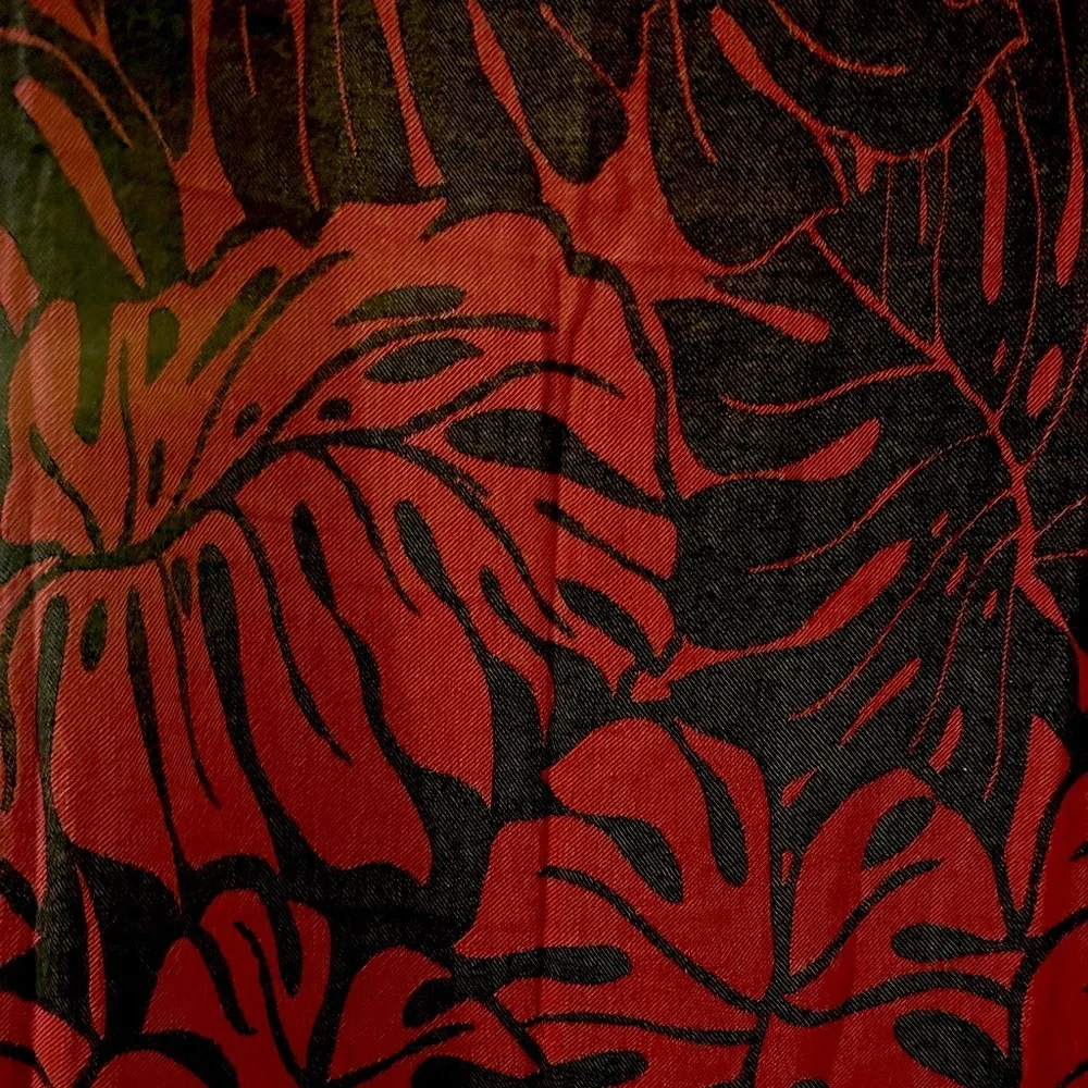 Red + Black Modern Monstera Travel Blanket Towel Wrap Organic Cotton New